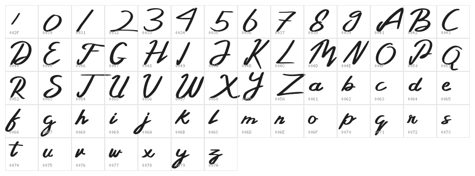 Bellada  Regular Character Map