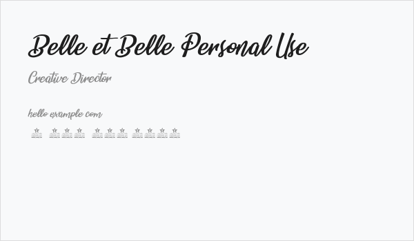 Belle et Belle Personal Use Business Card