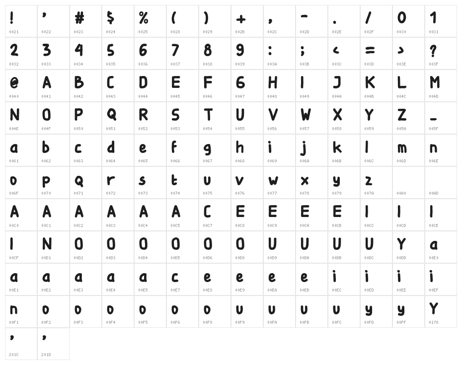 BellfoodsRegular Character Map