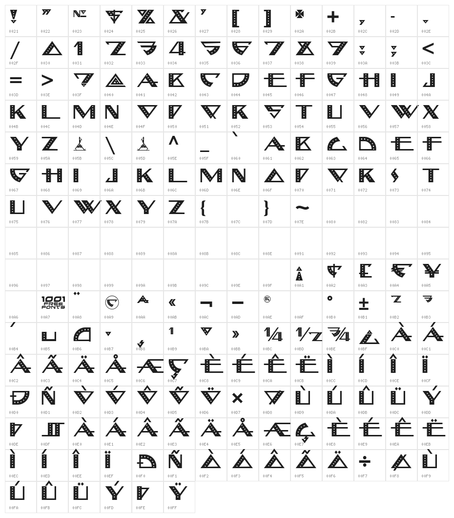 Bellhop NF Character Map