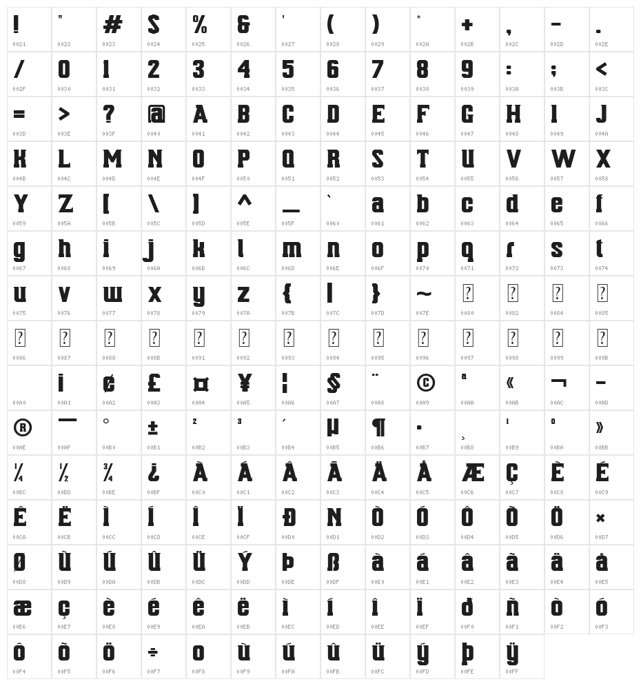 Bellmont Character Map