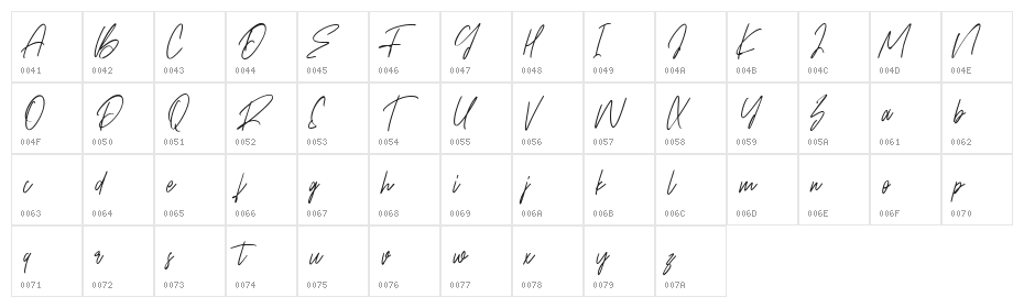 Bellmounts Free Regular Character Map