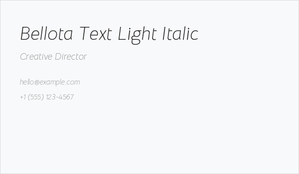 Bellota Text Light Italic Business Card