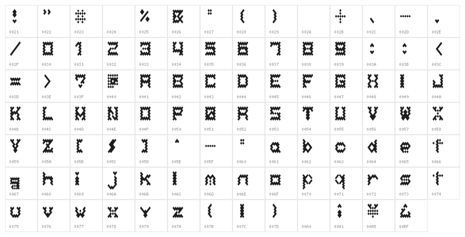 BellowsAL Character Map