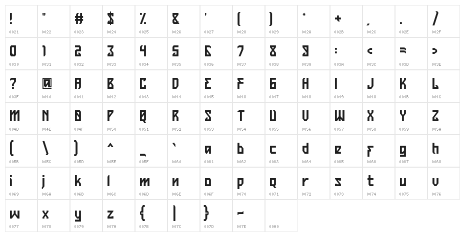 Belltrain Regular Character Map