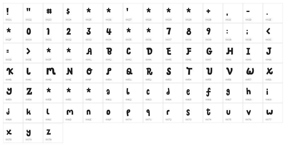 Belly Snack DEMO Regular Character Map