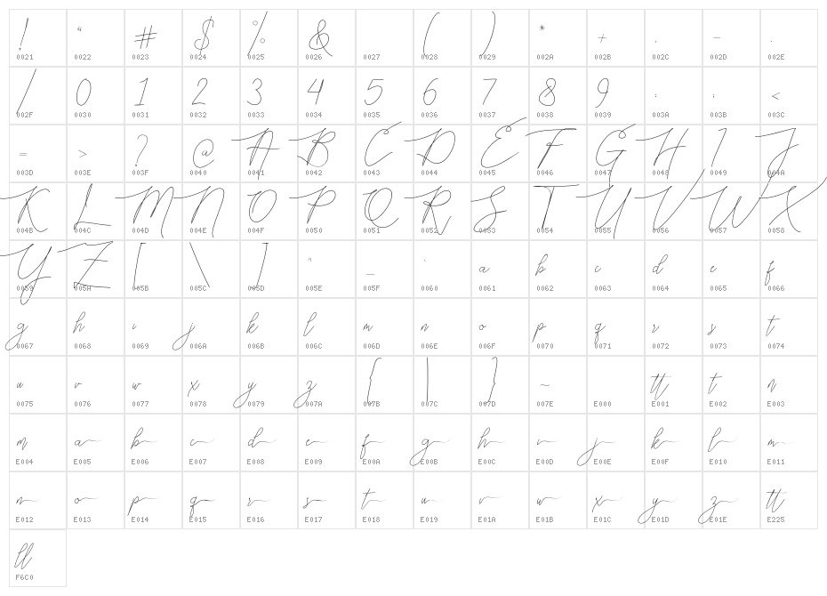 BellyaVaky Character Map