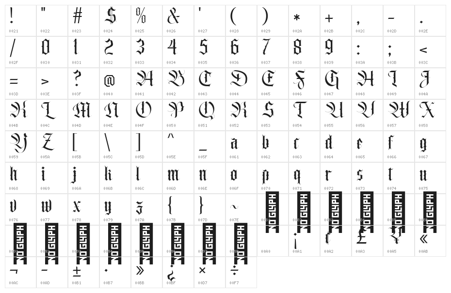 Belong Faith Regular Character Map