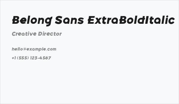Belong Sans ExtraBoldItalic Business Card