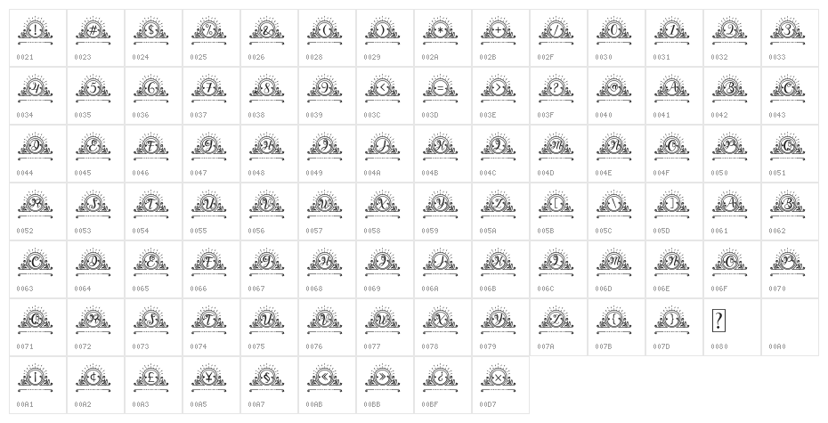 Belove Monogram Character Map
