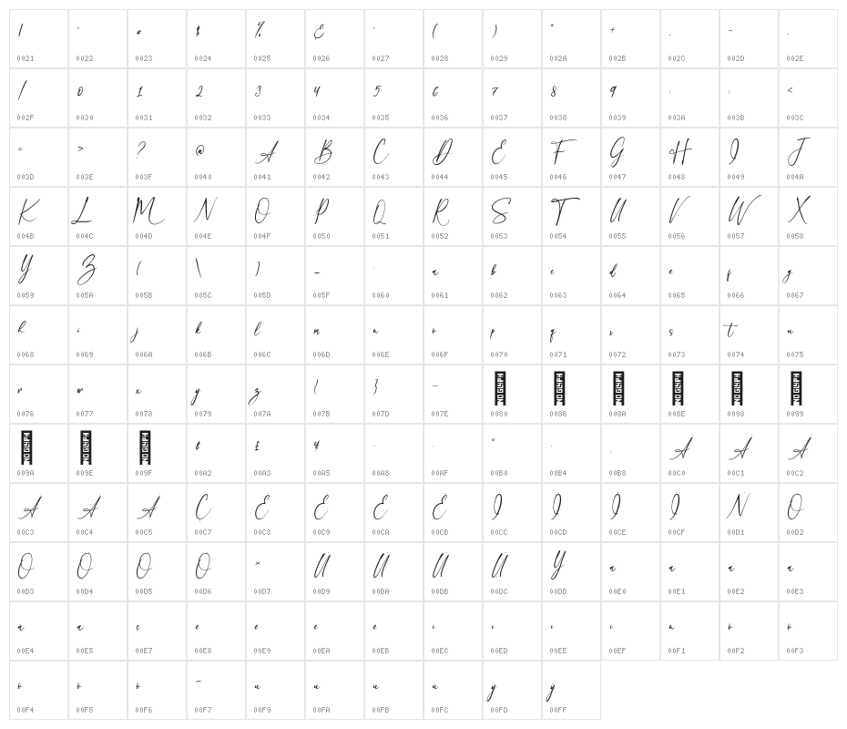 Beloved Collection Regular Character Map
