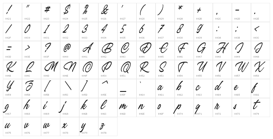 Belsmont Character Map