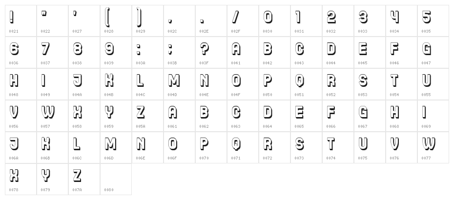 Bemock Regular Character Map
