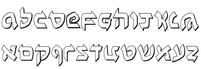 Ben-Zion 3D Schriftart Kleinbuchstaben