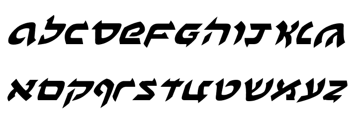 Ben-Zion Expanded Italic Font LOWERCASE