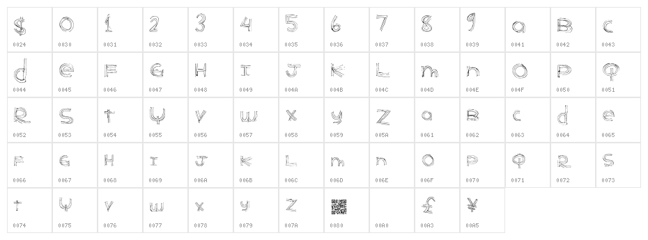 BenderLines Character Map