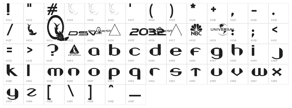 Beneath the Surface Character Map