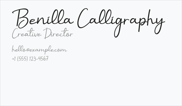 Benilla Calligraphy Business Card