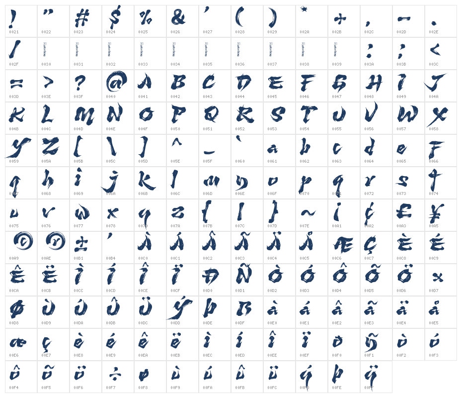 Benitsuki Demo Regular Character Map