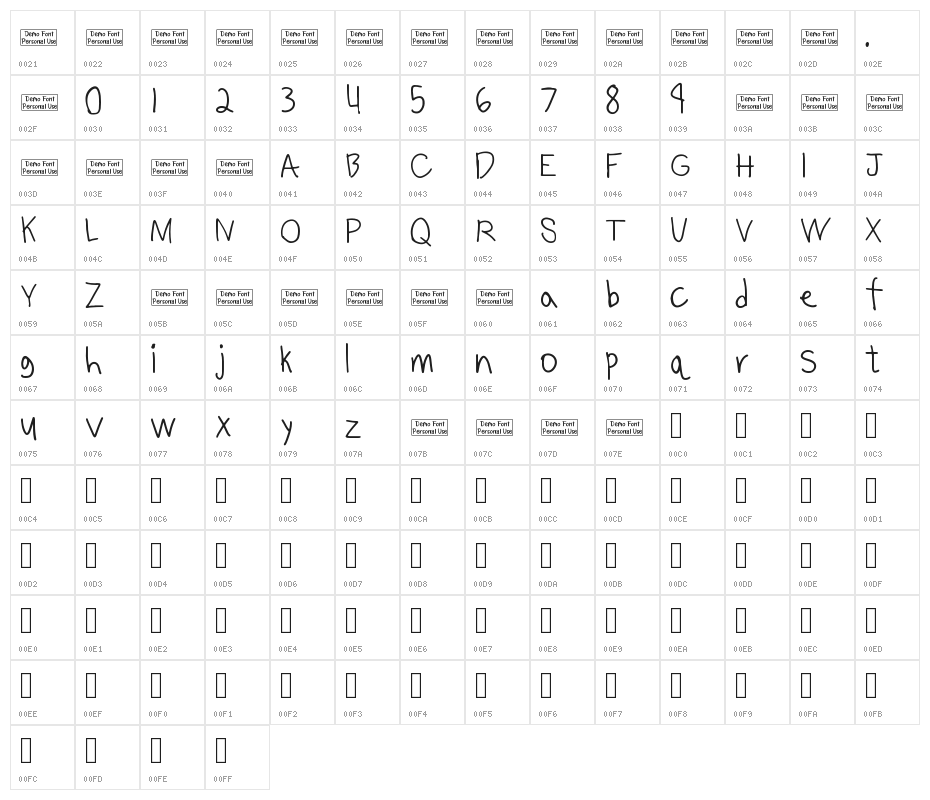 Benjammin' Medium Character Map