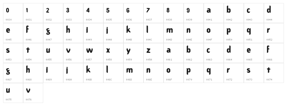 Benny Bold Character Map
