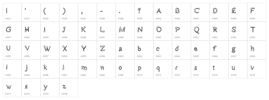 Bent Spoons Medium Character Map
