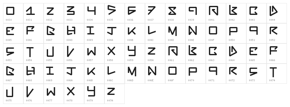 BentOut Character Map