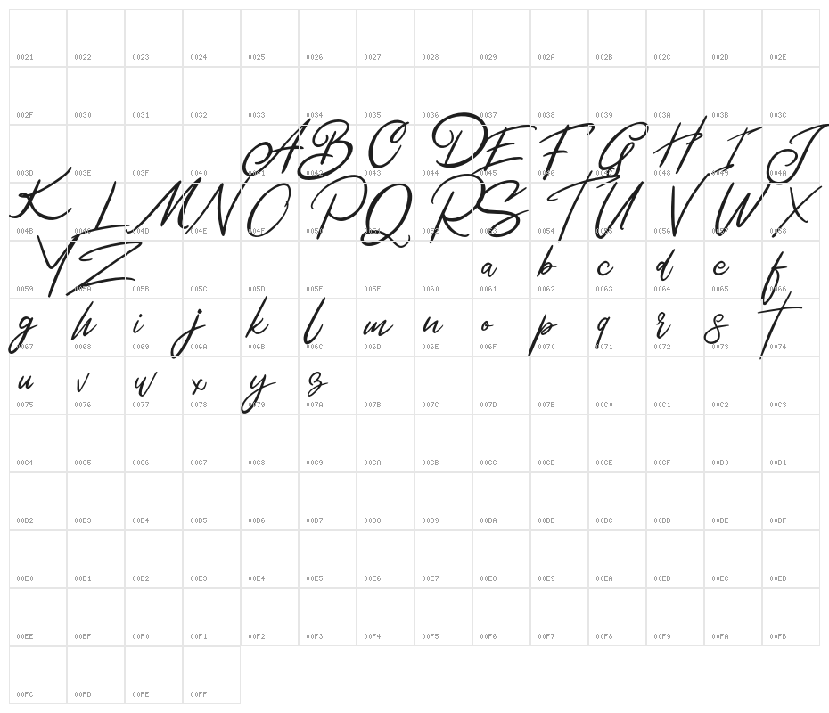 BentleyFREE Character Map