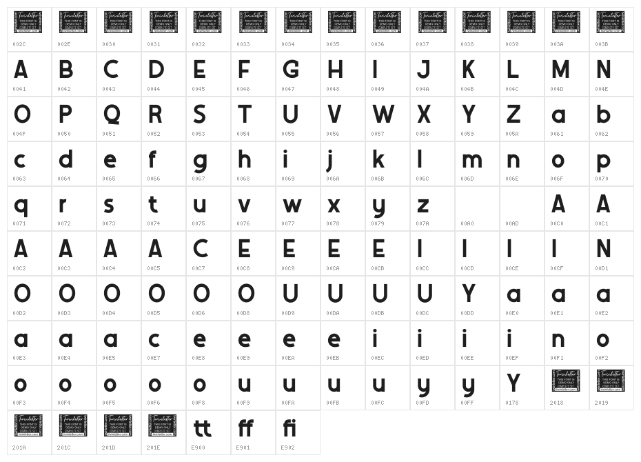 Bentto Personal Use Character Map