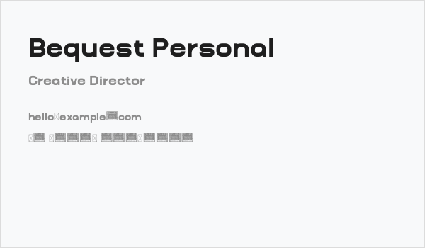 Bequest Personal Business Card