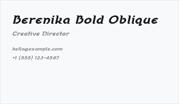 Berenika Bold Oblique Business Card