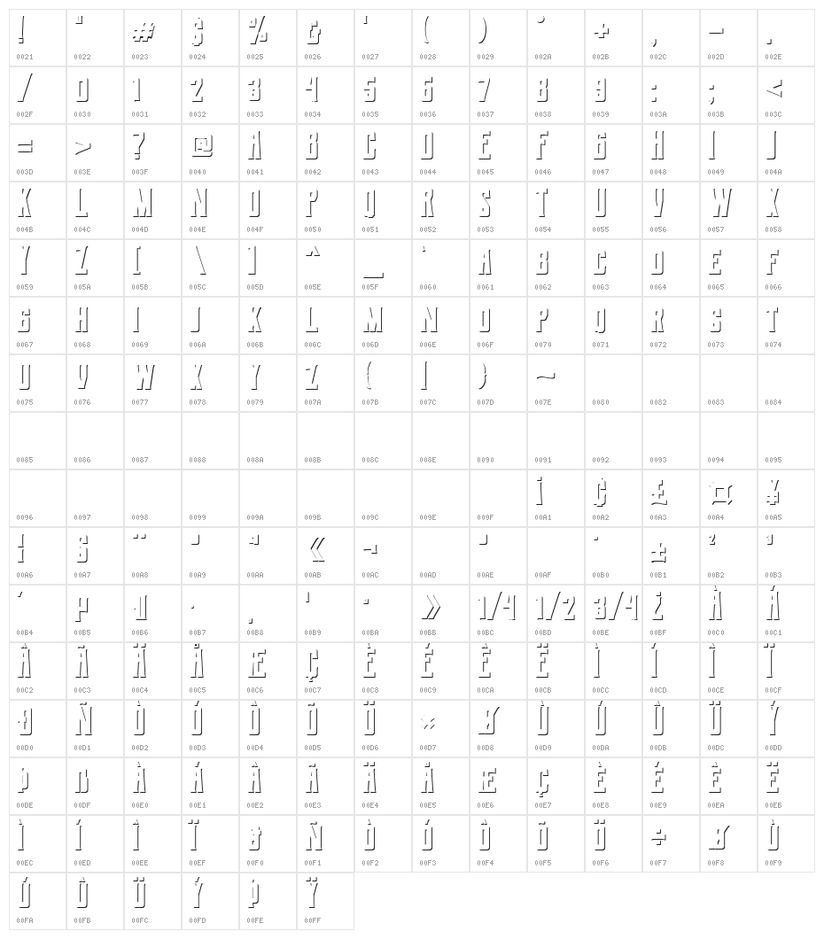 Berg Shadow Character Map