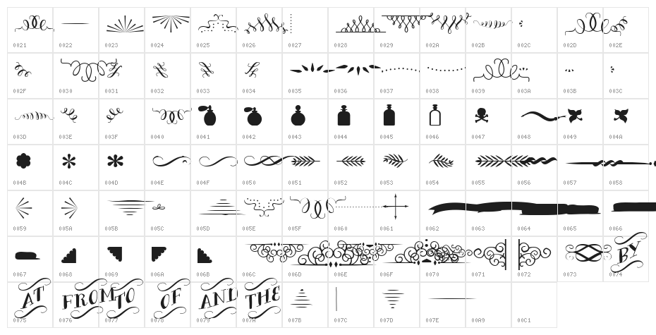 Bergamot Ornaments Character Map