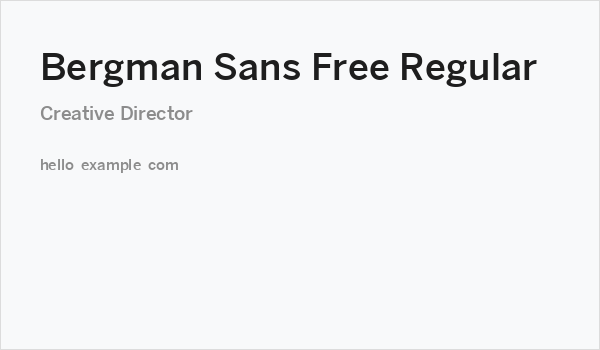 Bergman Sans Free Regular Business Card
