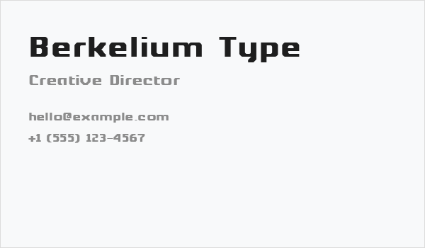 Berkelium Type Business Card