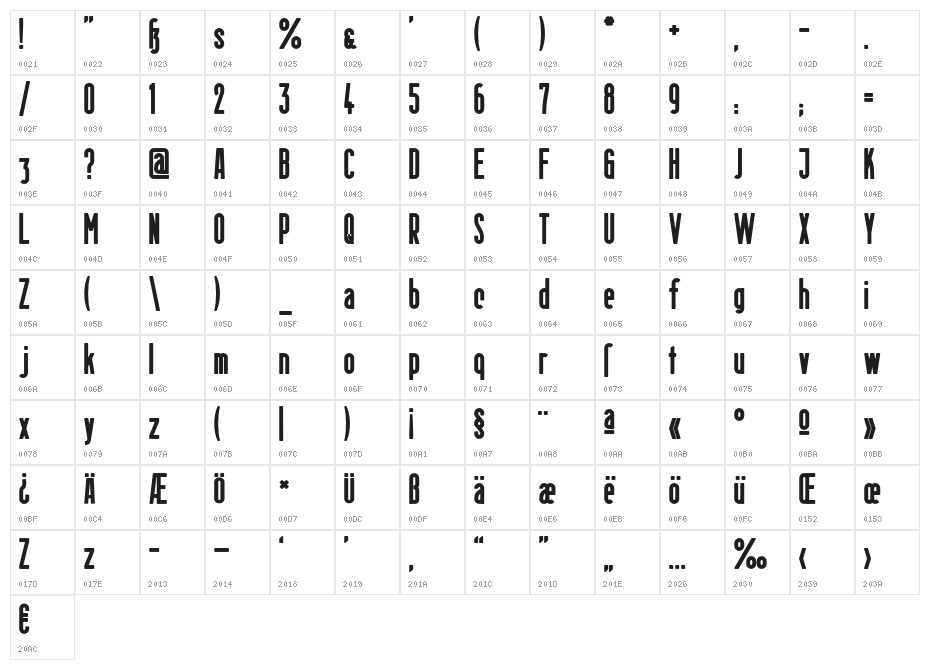 BerlinEmailHeavy Character Map