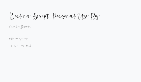Berlina Script  Personal Use Rg Business Card