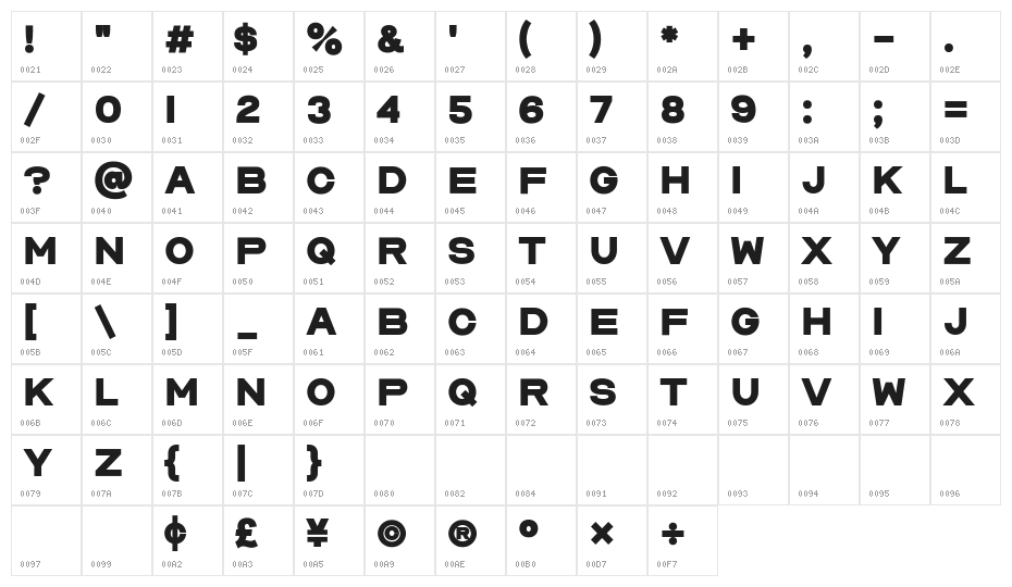 Bermont Free Regular Character Map