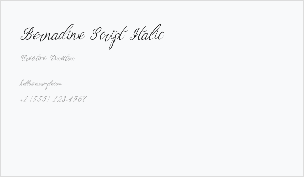 Bernadine Script Italic Business Card
