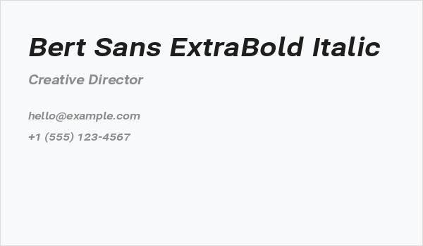 Bert Sans ExtraBold Italic Business Card