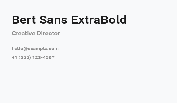 Bert Sans ExtraBold Business Card