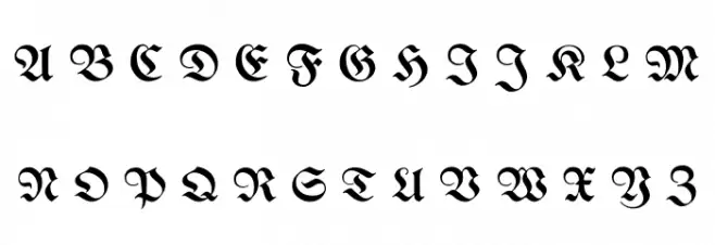 Berthold Mainzer Fraktur UNZ1A Italic Schriftart Groß