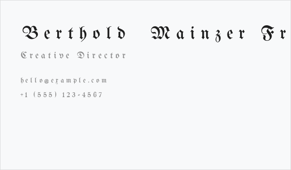Berthold  Mainzer Fraktur UNZ1A Italic Business Card