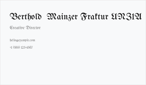 Berthold  Mainzer Fraktur UNZ1A Business Card