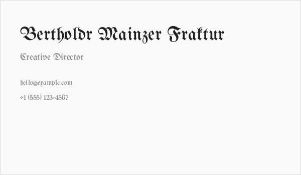Bertholdr Mainzer Fraktur Business Card