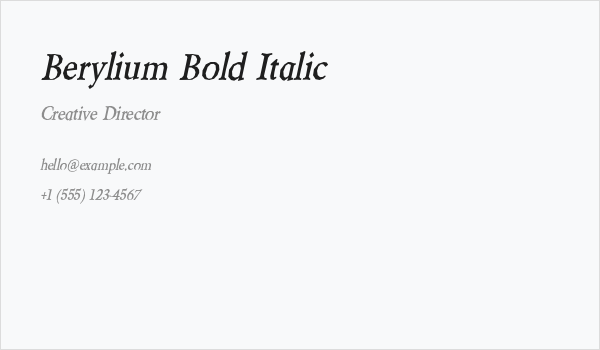 Berylium Bold Italic Business Card