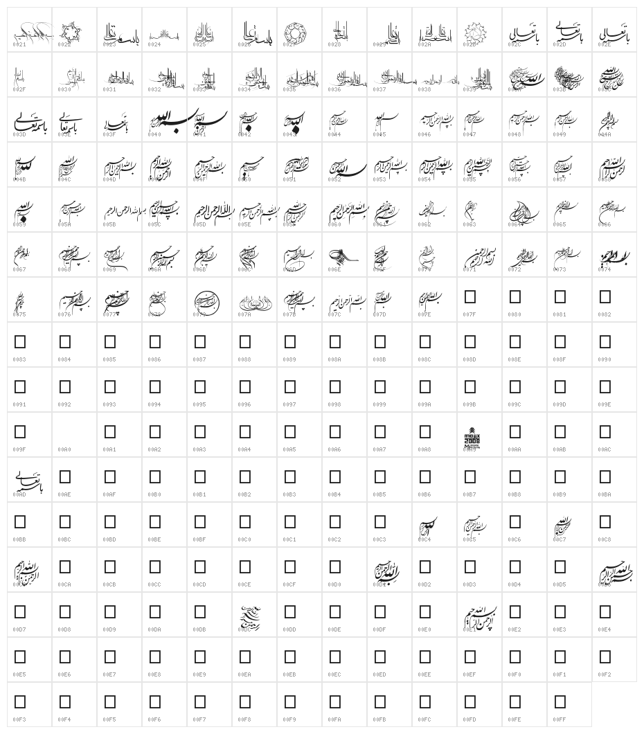 Besmellah 1 Character Map