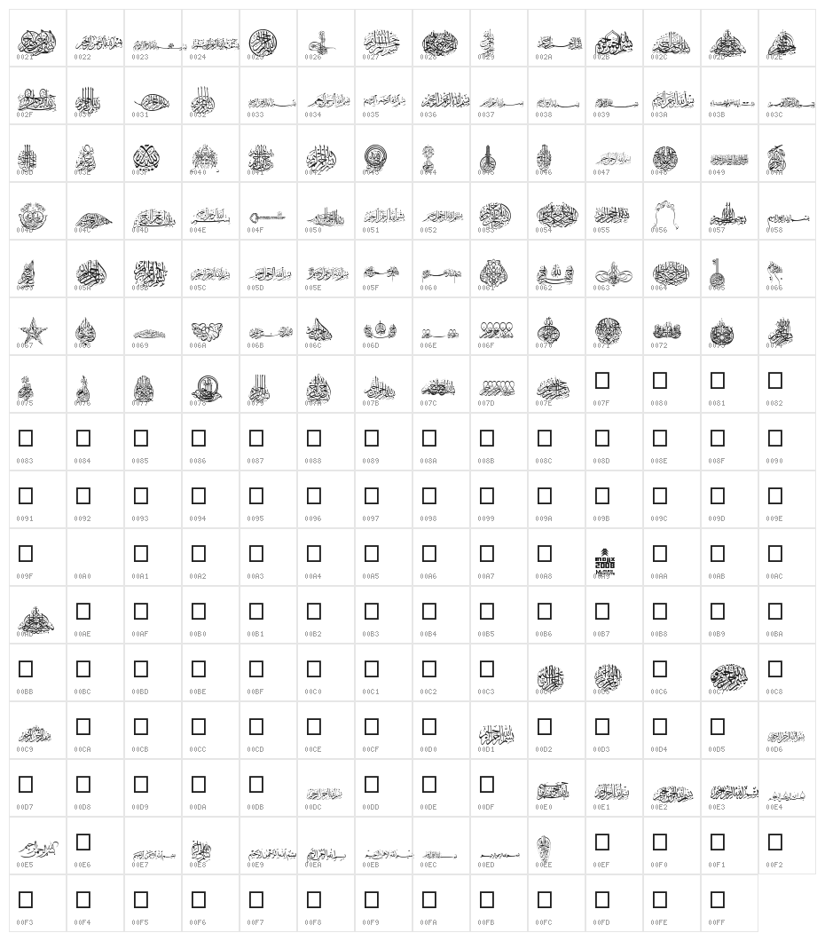 Besmellah 2 Character Map