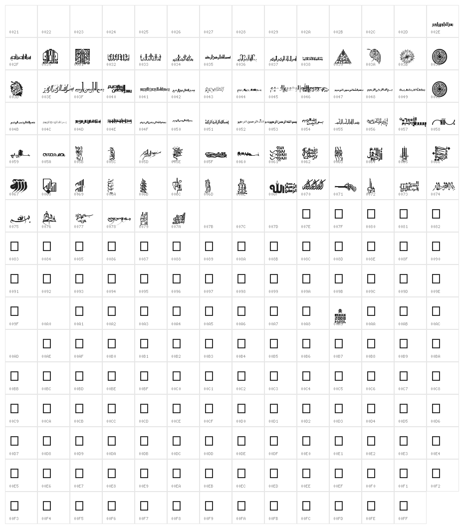 Besmellah 4  Character Map