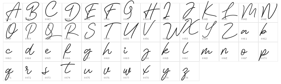 Bessita Handwriting Free Character Map